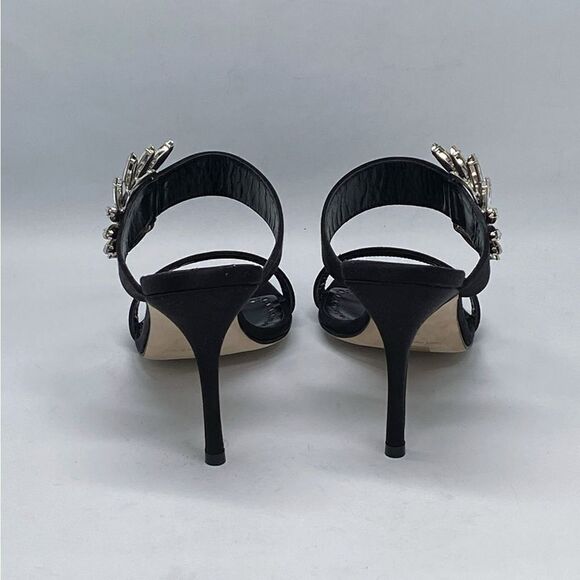 Manolo Blahnik Chivela 90MM Crystal-Embellished Satin Sandals - Picture 7 of 11